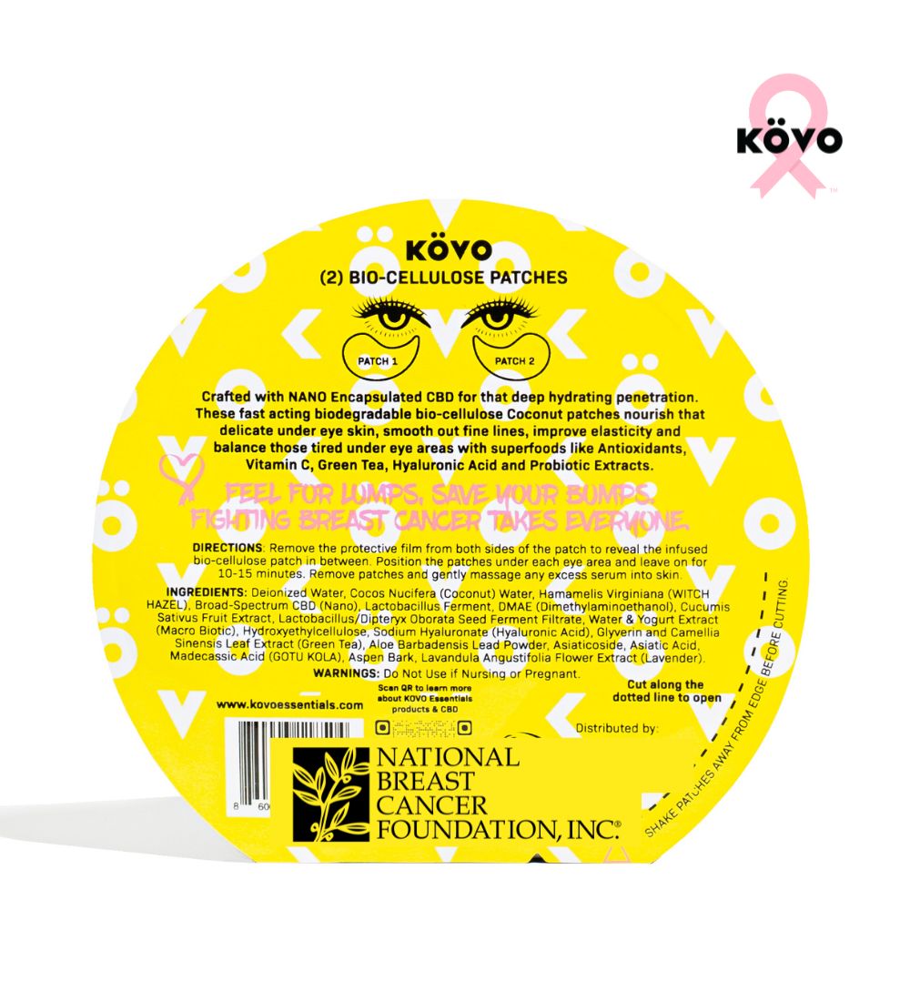 KOVO Essentials supports breast cancer with national breast cancer foundation pink under eye patches