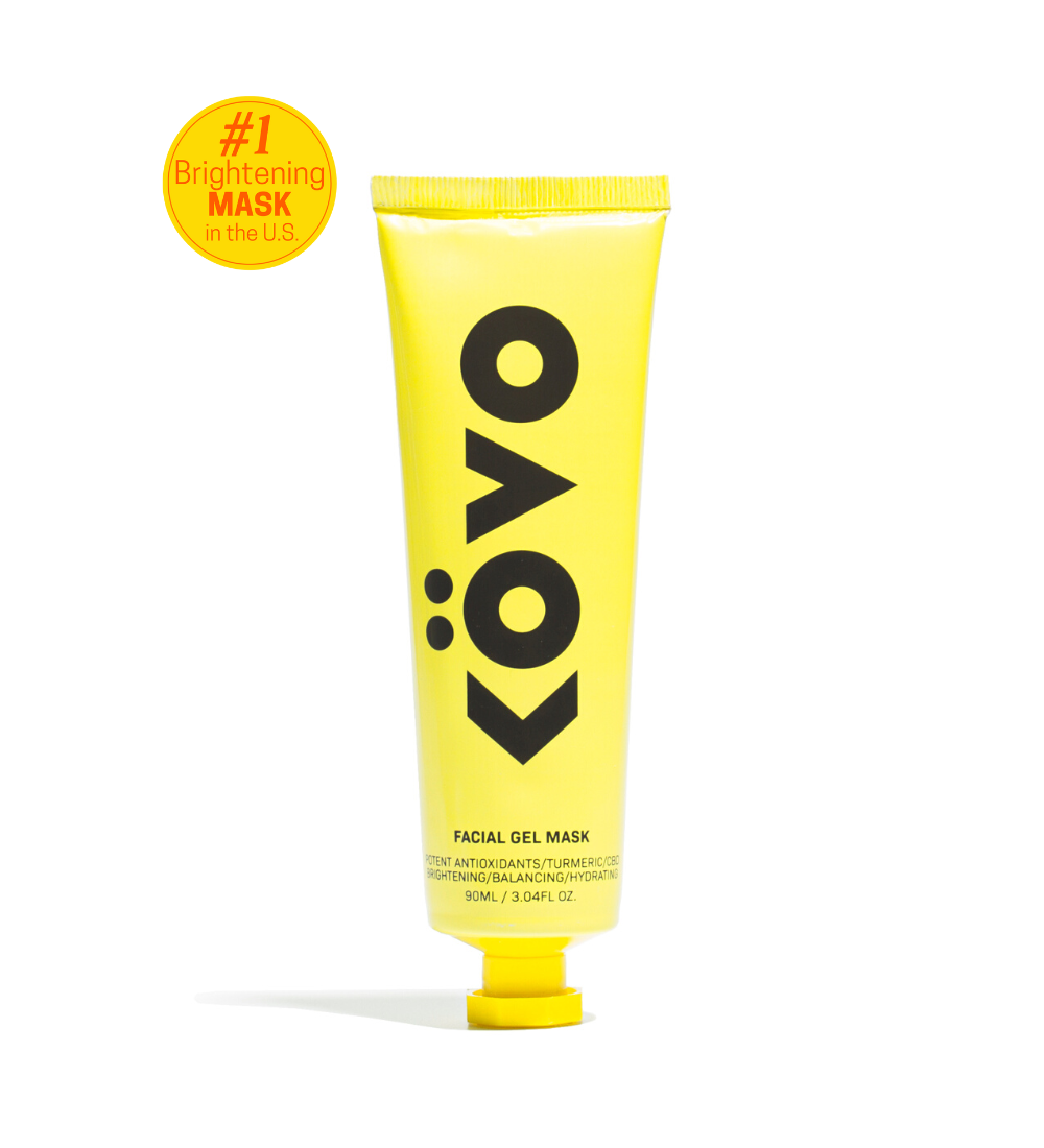 Turmeric face gel mask with Hemp by kovo essentials. Plant-based gel mask that detoxifies and hydrates the skin.